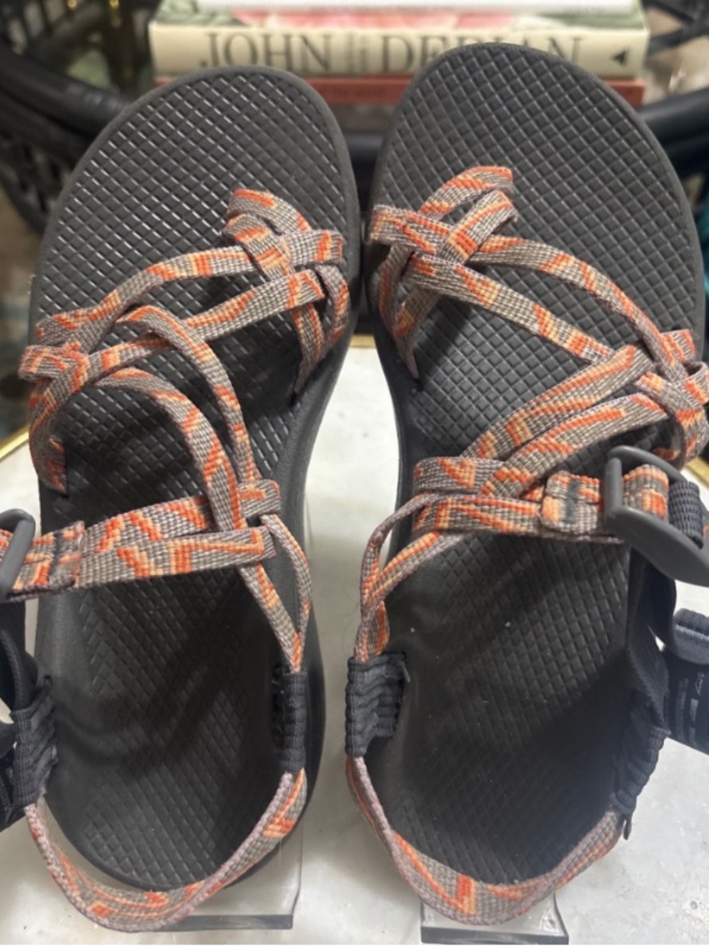 Chaco Z/Cloud Classic Sport Hiking Sandals Gray Orange Women's Size 7